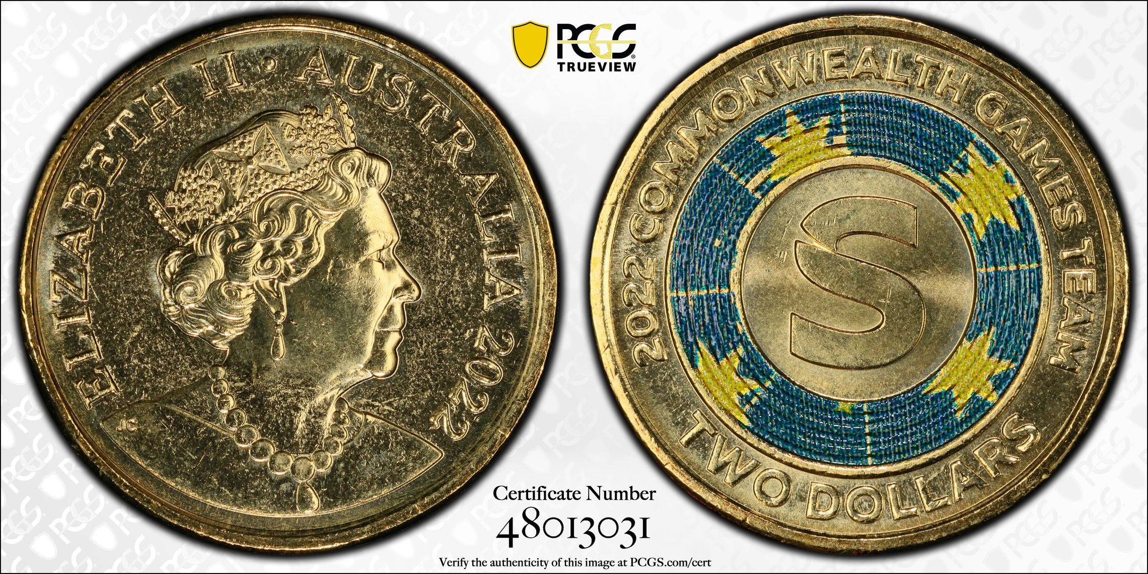 Commonwealth Games - S , Two Dollar, 2022, PCGS MS67