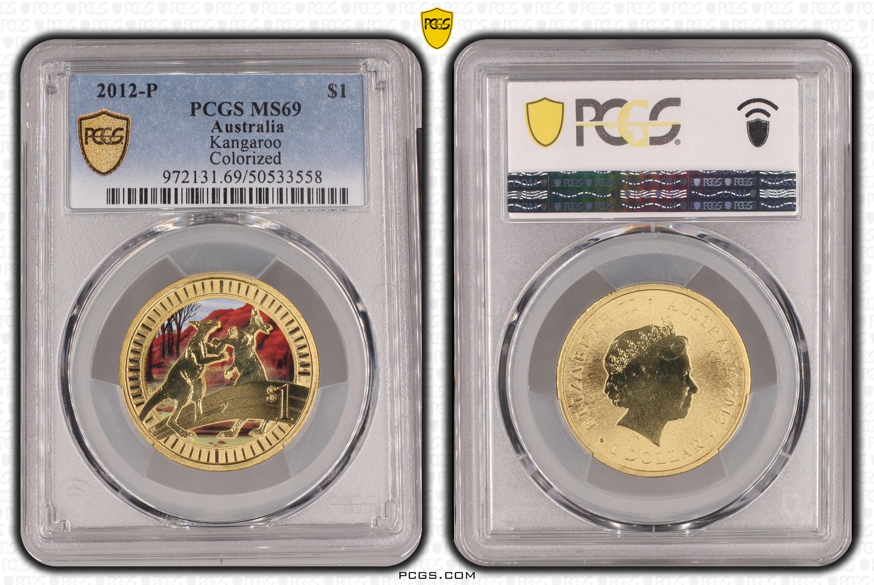 Kangaroo Colorized, One Dollar, 2012-P, PCGS MS69