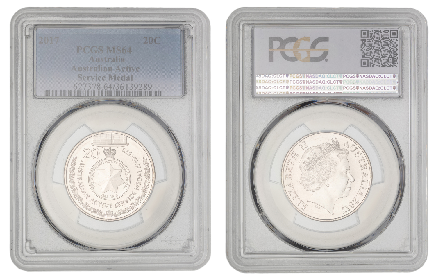 Elizabeth II, Australian Active Service Medal, Twenty Cent, 2017, PCGS MS64