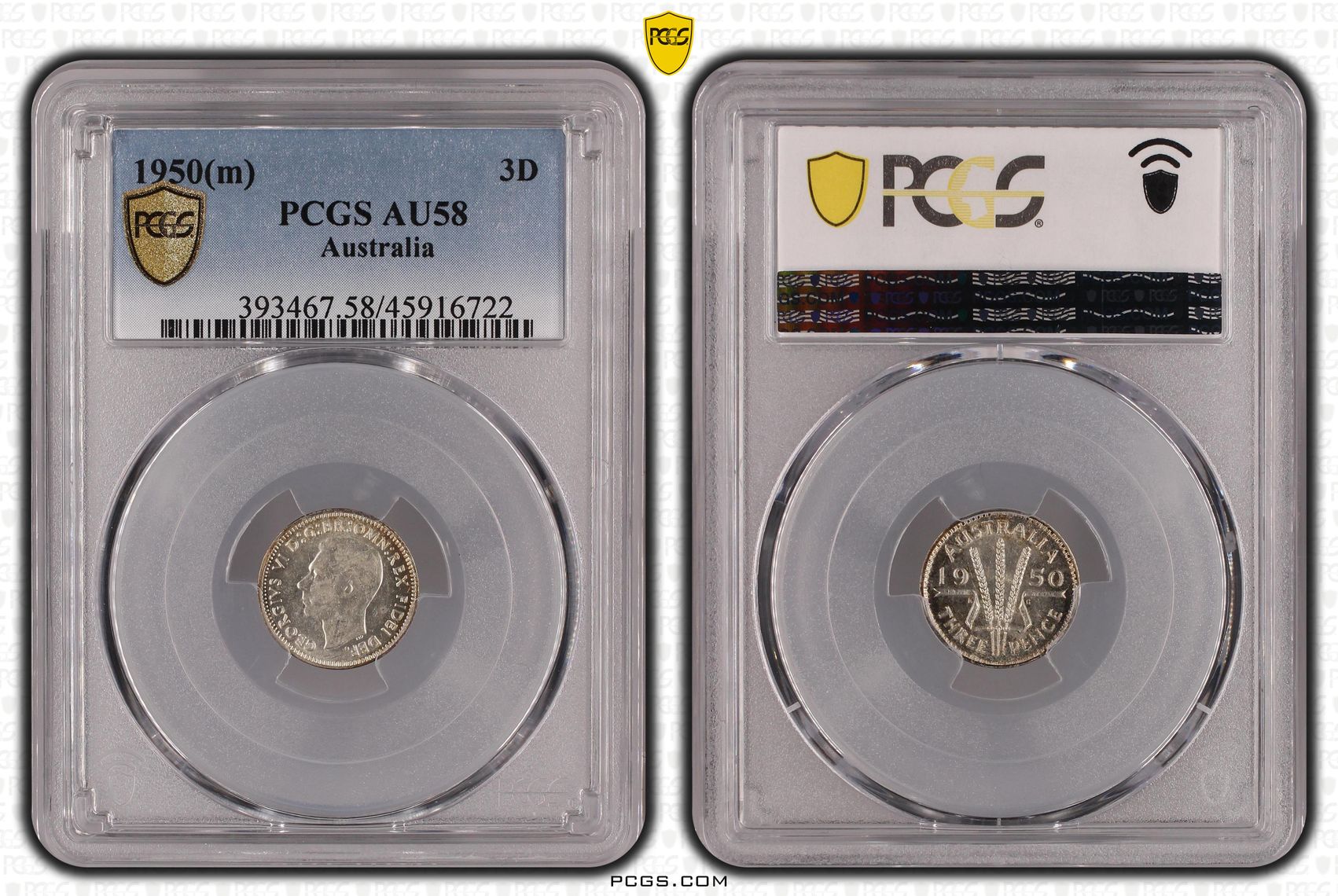 1950(m) Australia Threepence PCGS - AU58 -722