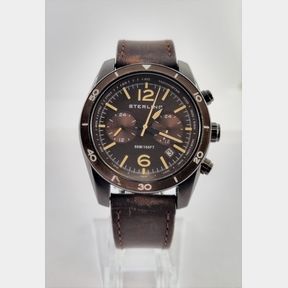 STERLING 50M/165FT WATER RESISTANT - DATE FUNCTION -BROWN LEATHER STRAP - 42MM CASE - 51633/307