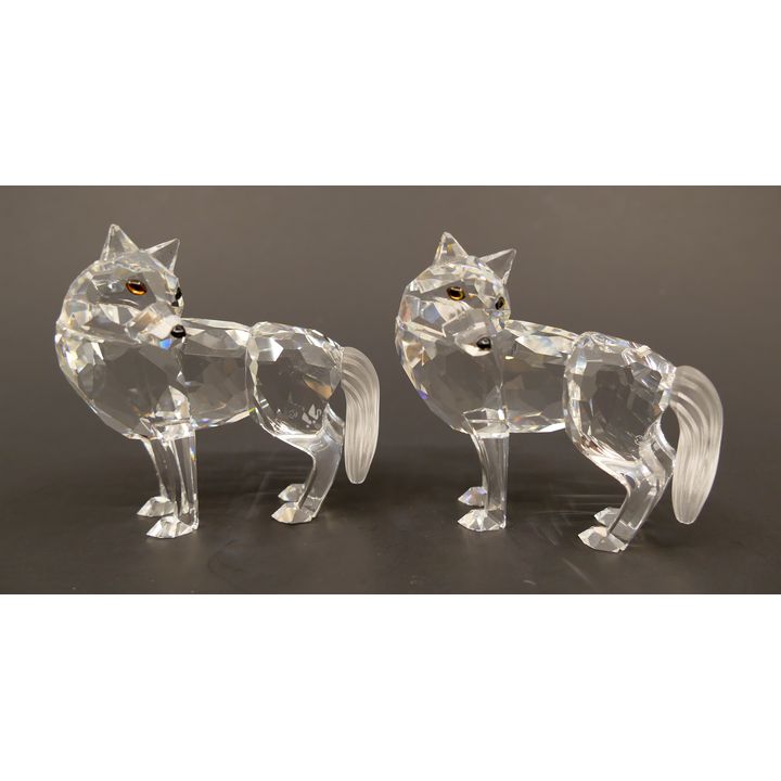 2pc Swarovski Crystal Wolves with Boxes- 2.5''