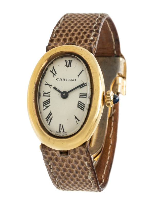 CARTIER, 18K YELLOW GOLD 'BAIGNOIRE' WRISTWATCH