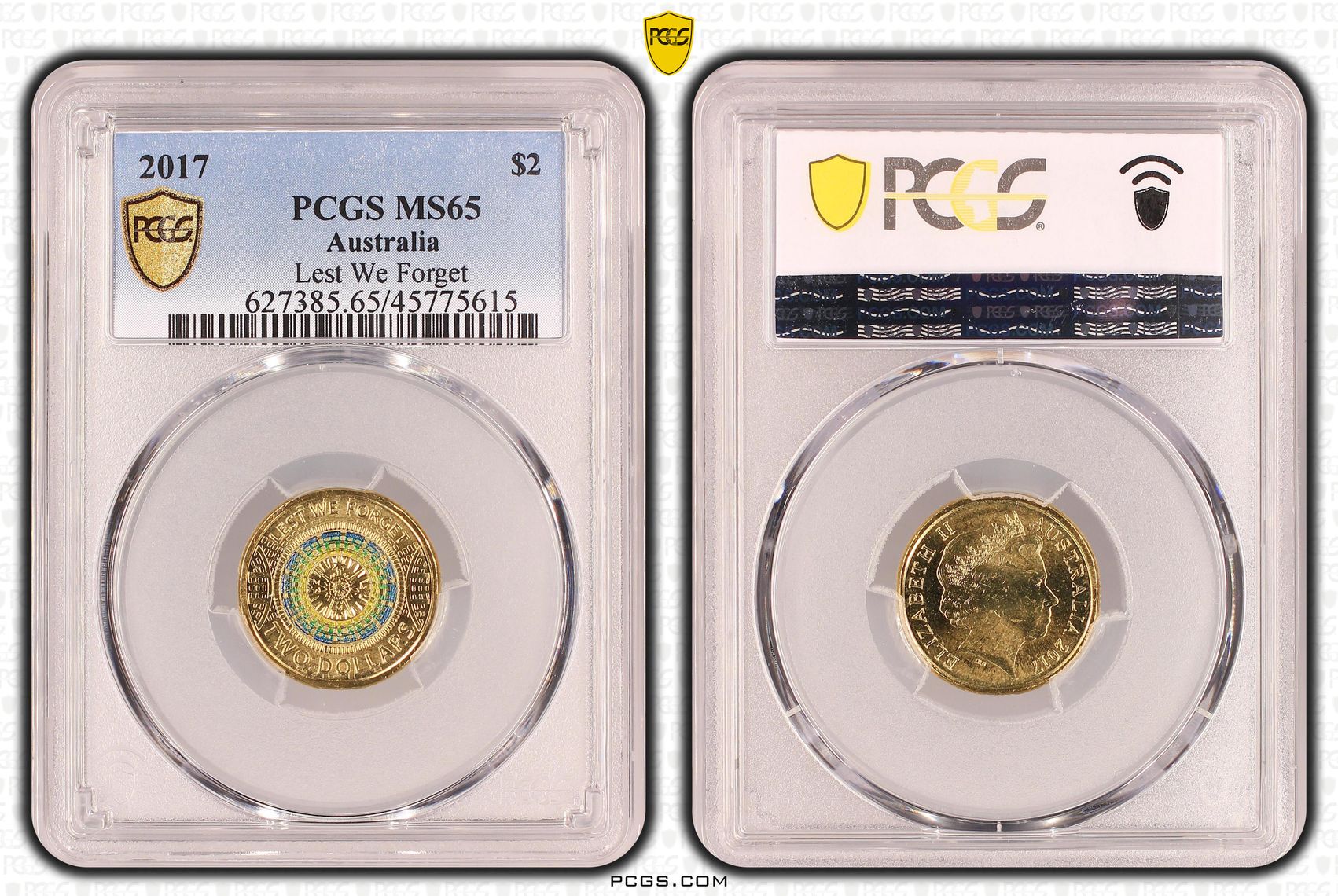 Elizabeth II, Lest We Forget, Two Dollar, 2017, PCGS MS65