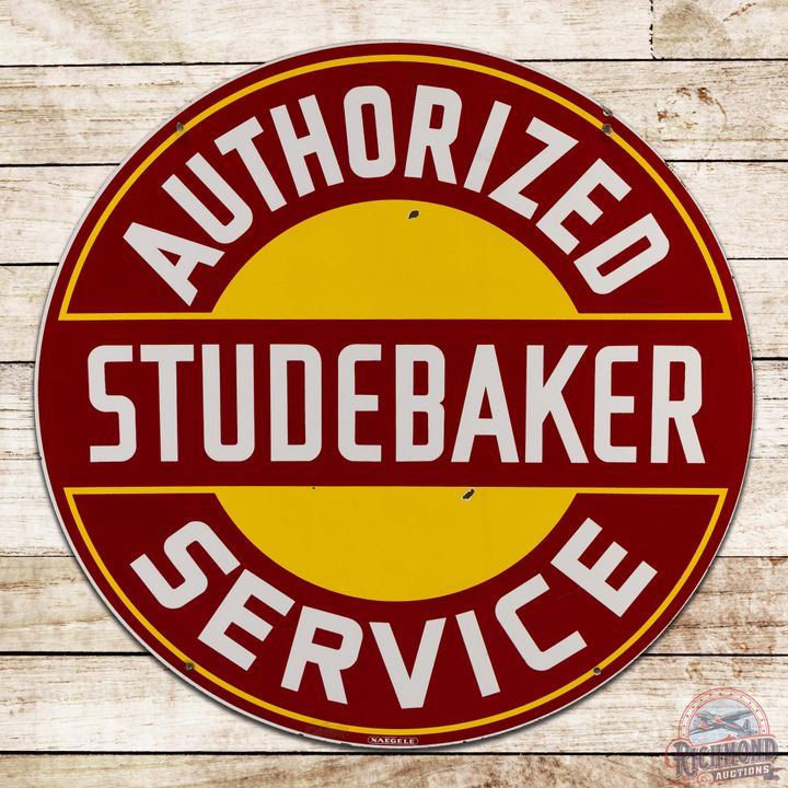 Studebaker Authorized Service 42" Double Sided Porcelain Sign