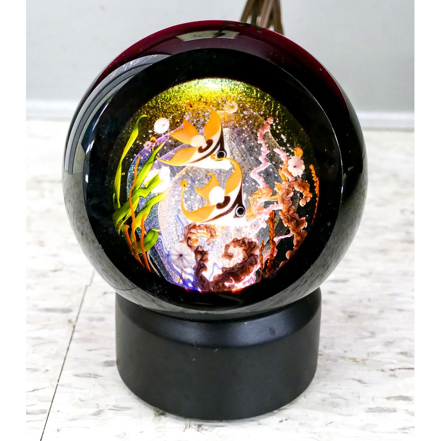 Stuart Abelman Aquarium Glass Paperweight 6''x4.5''