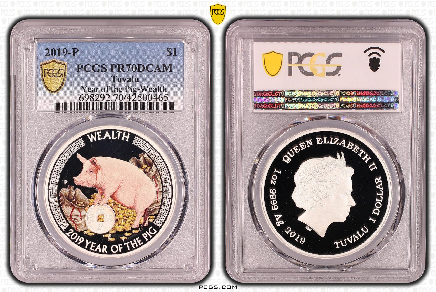 Tuvalu, Year of the Pig-Wealth, One Dollar, 2019-P, PCGS PR70DCAM