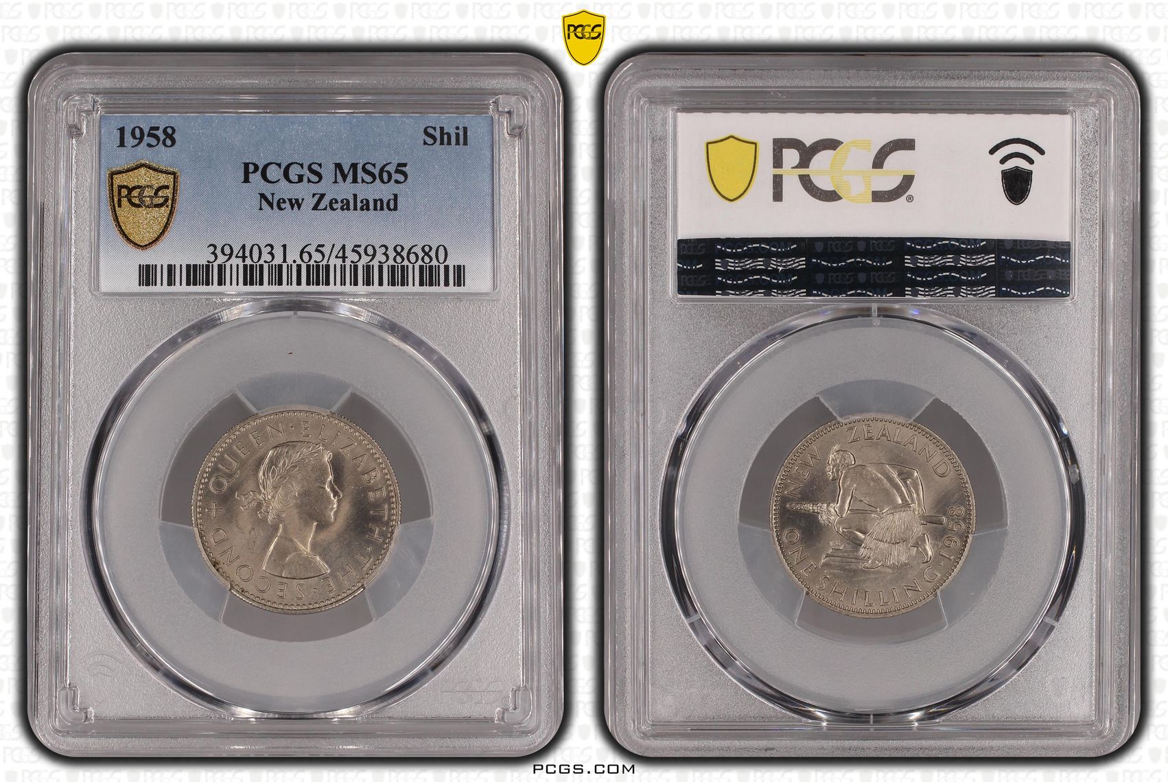 1958 New Zealand Shilling PCGS - MS65 -680