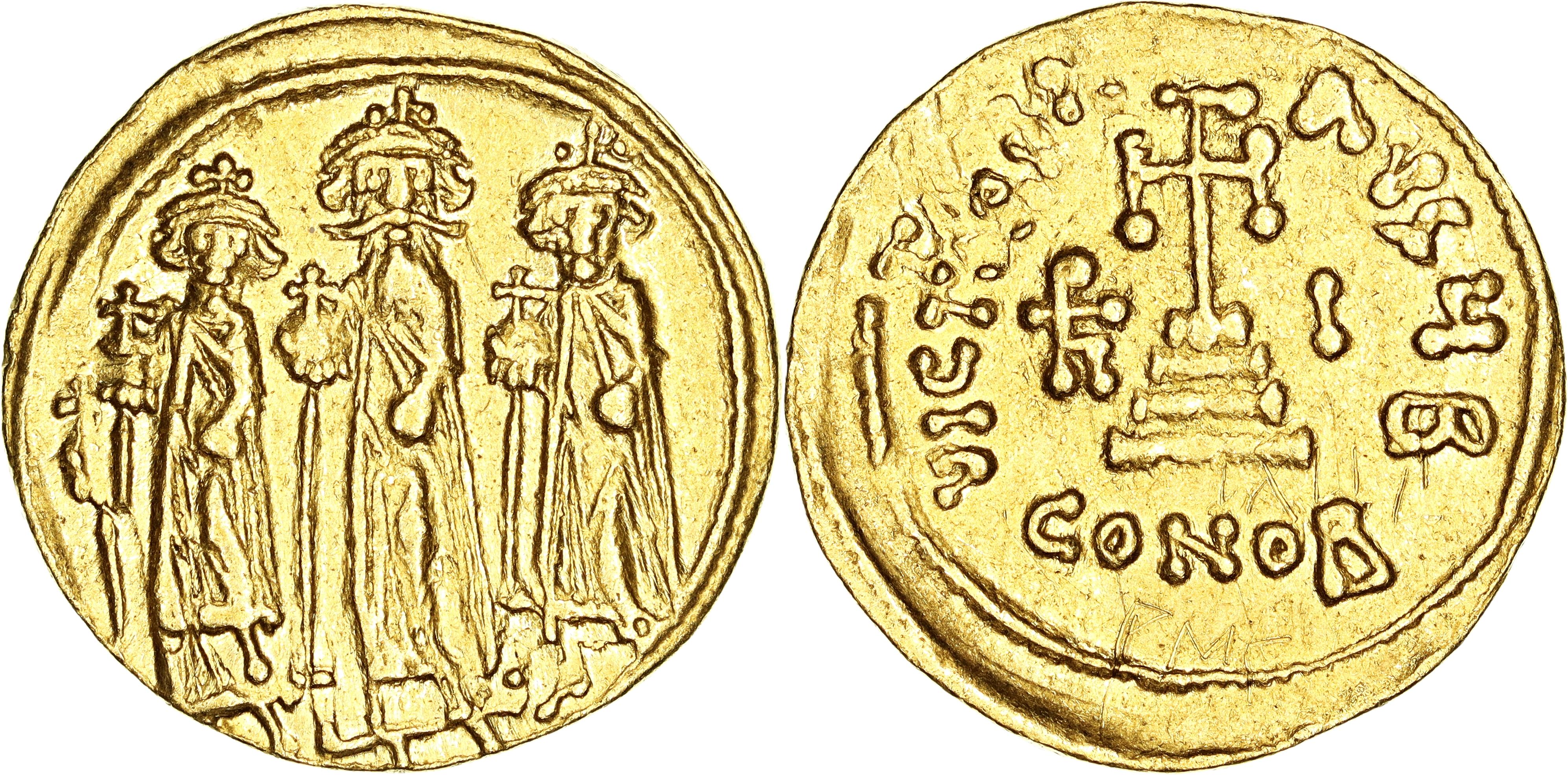 Byzantine Empire, Heraclius, Gold Solidus, 636-637 AD, VF-gVF